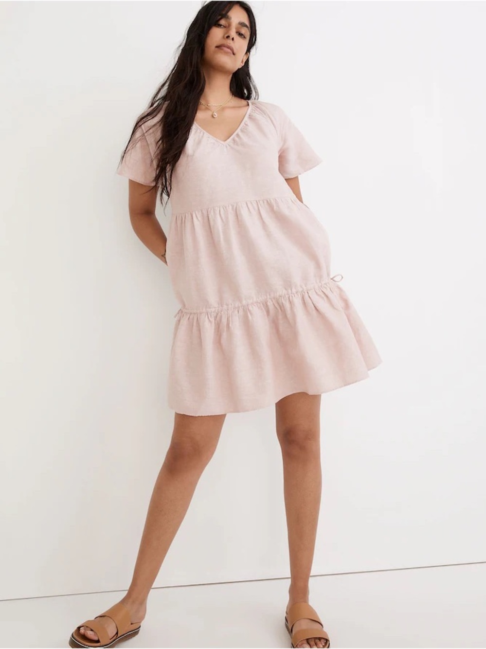 Madewell Light Pink Lorelei Tiered Mini Dress